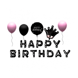 Набор воздушных шаров «Happy birthday. Crown» 18 шт , черный