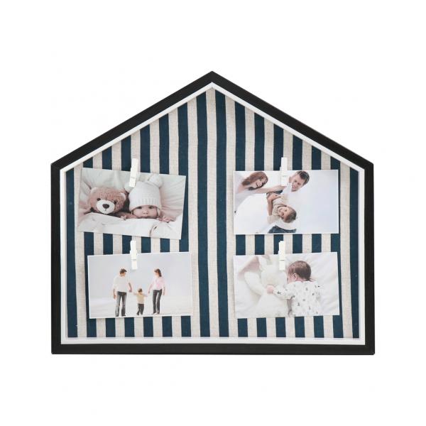 Фоторамка Милый дом на 4 фото с прищепками, черная